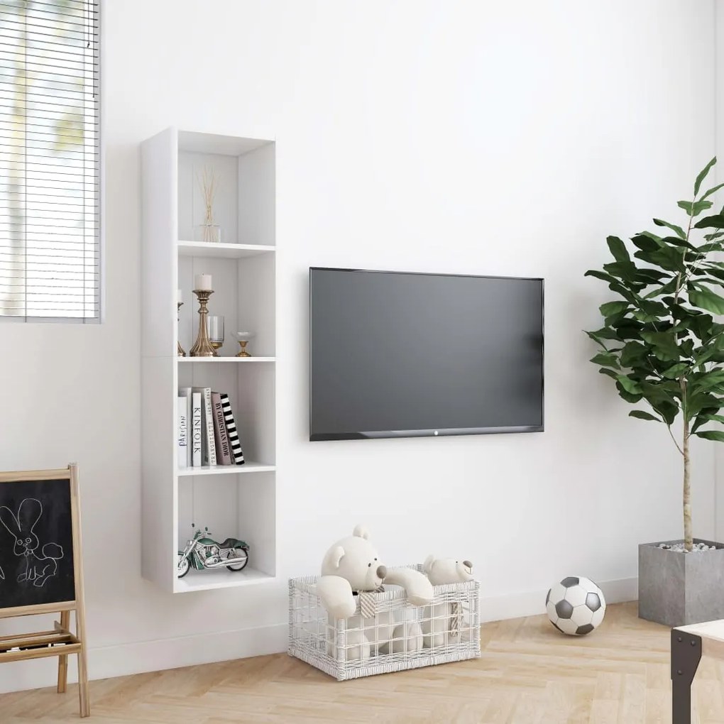 Libreria/mobile tv bianco 143x30x36 cm