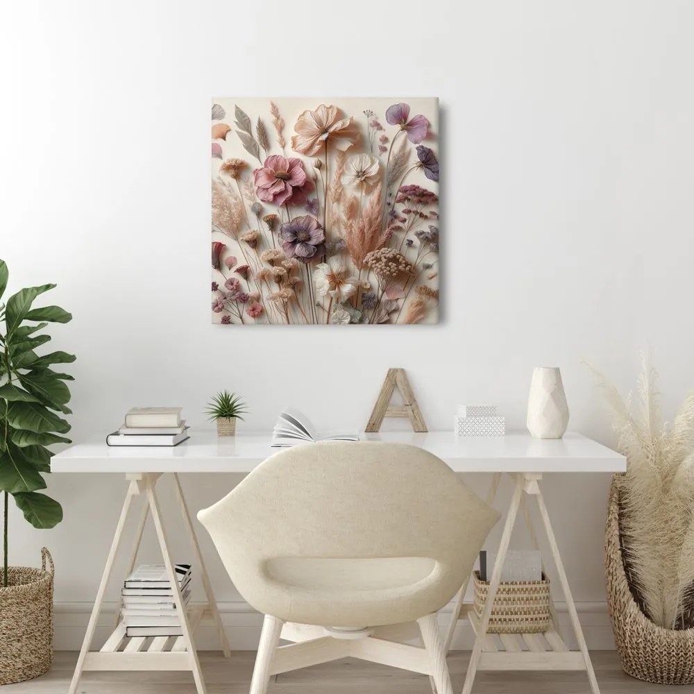 Quadro su tela – Fiori secchi in toni beige