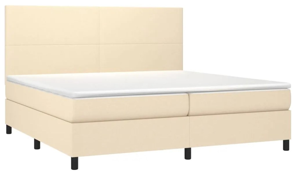 Letto a molle materasso e led bianco 200x200cm in tessuto