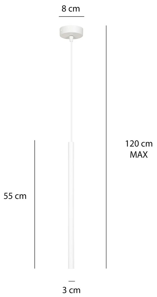 Lampadario 1 Luce Moderno Shu Acciaio Bianco E Paralume A Cilindro Sottile