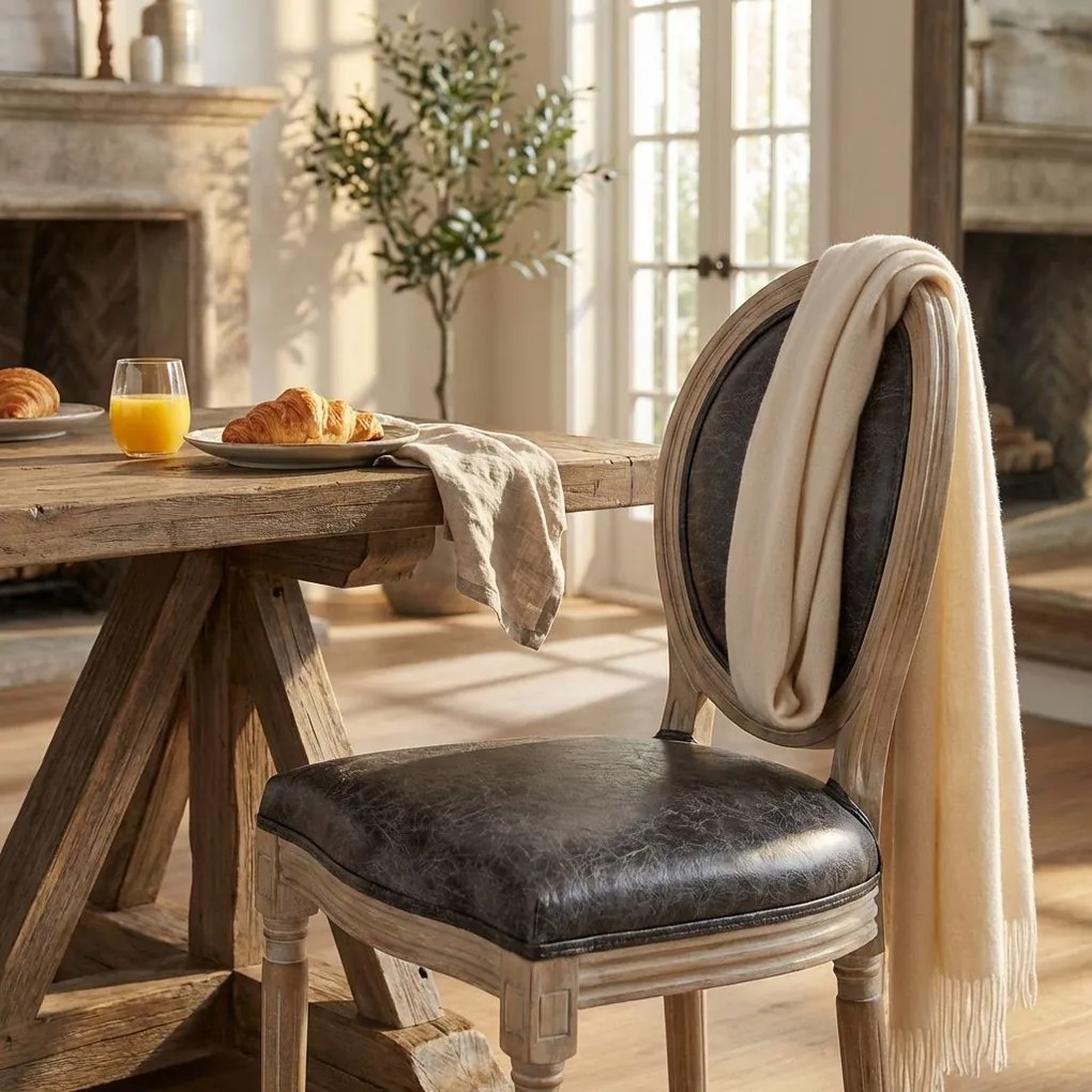 OVAL BACK - sedia vintage in simil pelle