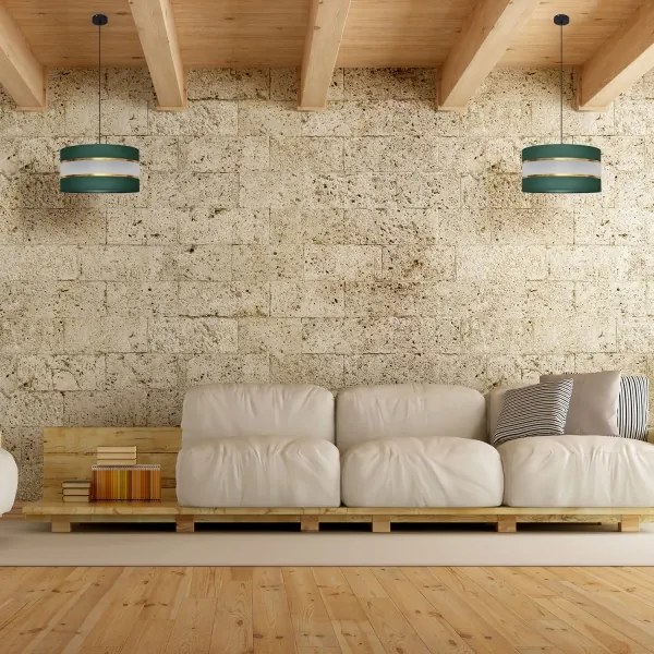 Lampadario a sospensione con filo HELEN 1xE27/15W/230V diametro 40 cm verde/oro