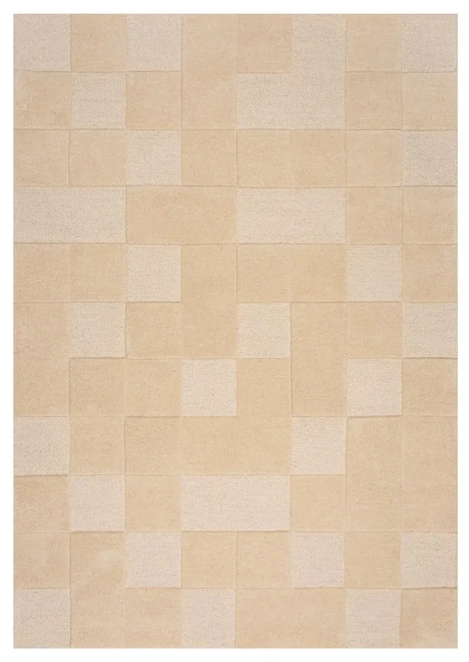 Tappeto in lana beige 160x230 cm Checkerboard - Flair Rugs