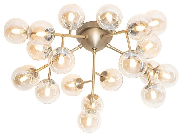 Plafoniera Art Déco bronzo con vetro ambrato 20 luci - Bianca