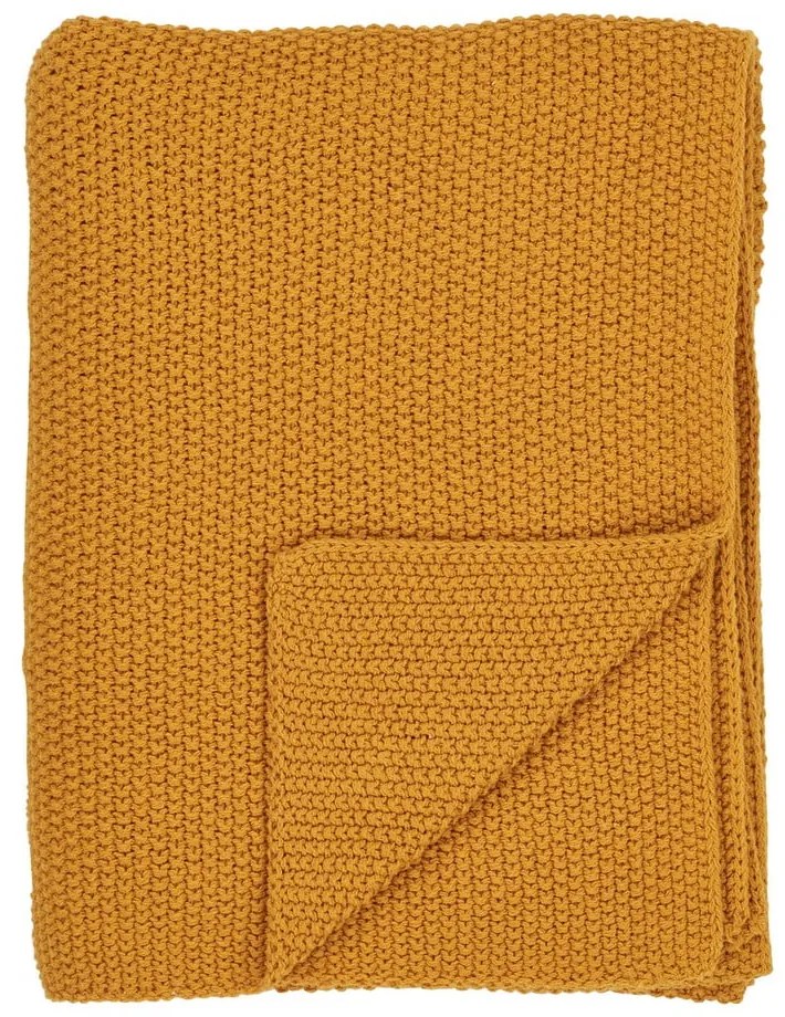 Coperta gialla in cotone riciclato 130x170 cm Santos - House Nordic