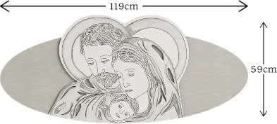 Capezzale ovale Sacra Famiglia 59x119 cm in legno laminato Modello 1