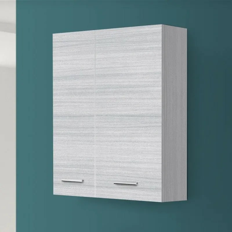 Pensile bagno sospeso 60 cm grigio con ante e ripiano interno Desya