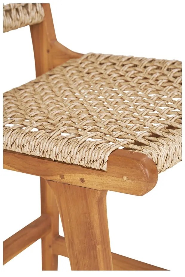 Sgabello da bar di colore naturale in teak massiccio (altezza della seduta 60 cm) Derby – House Nordic