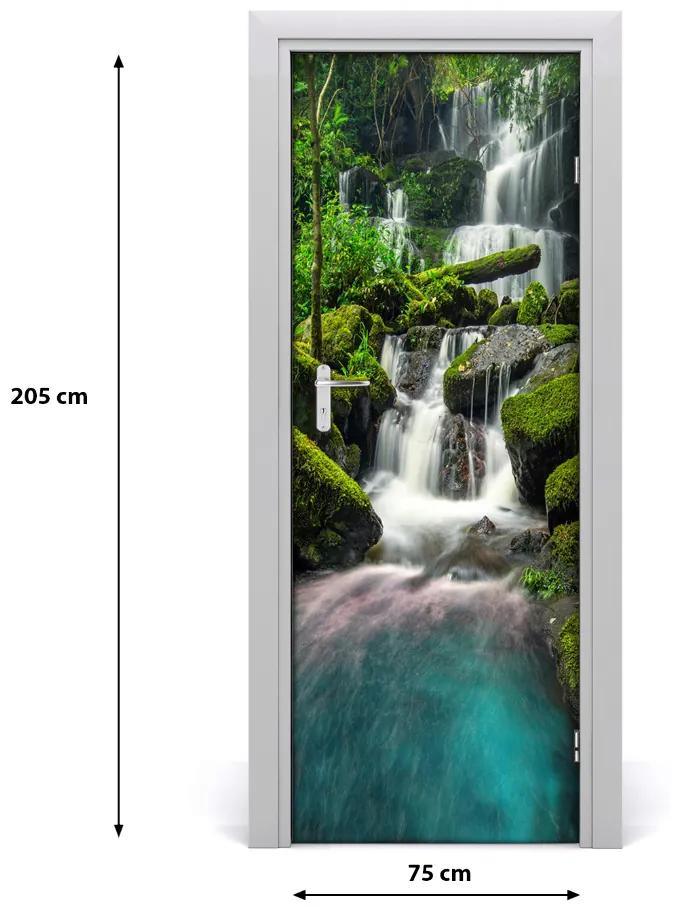 Adesivo per porta interna Cascata nella giungla 75x205 cm
