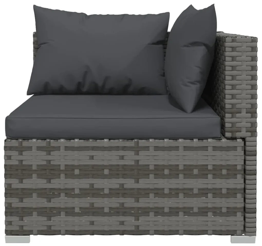 Set divani da giardino 4 pz con cuscini in polyrattan grigio