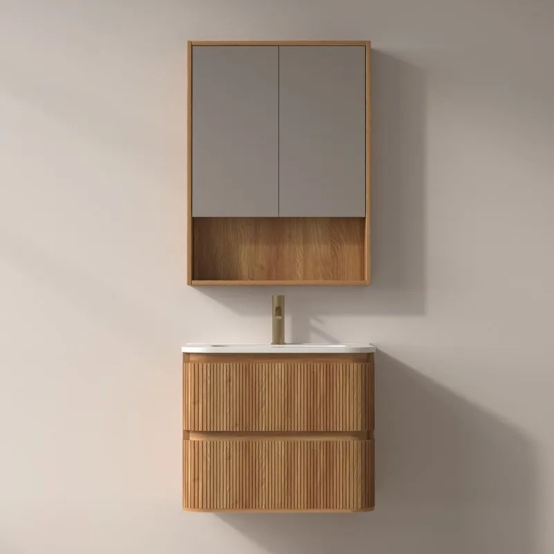 Mobile bagno 60 cannettato con lavabo solid stone | KAM-NORTH-60 - KAMALU