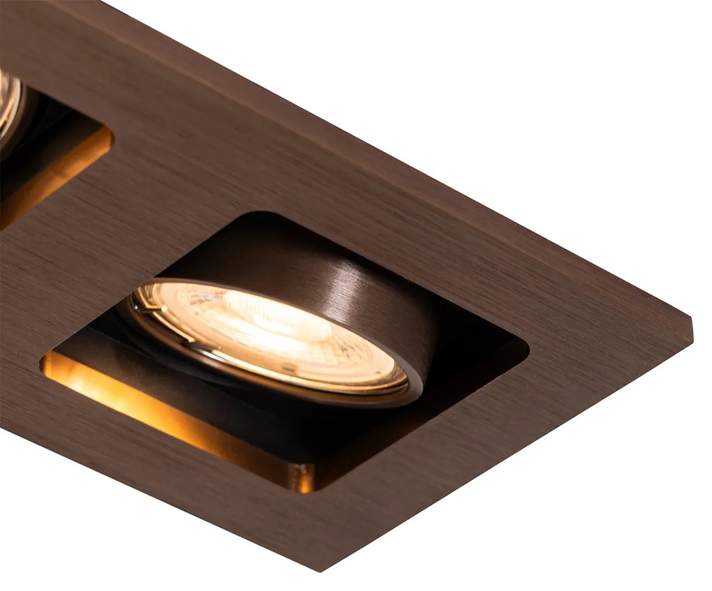 Set di 6 faretti da incasso rettangolari bronzo scuro a 2 luci regolabili - Qure