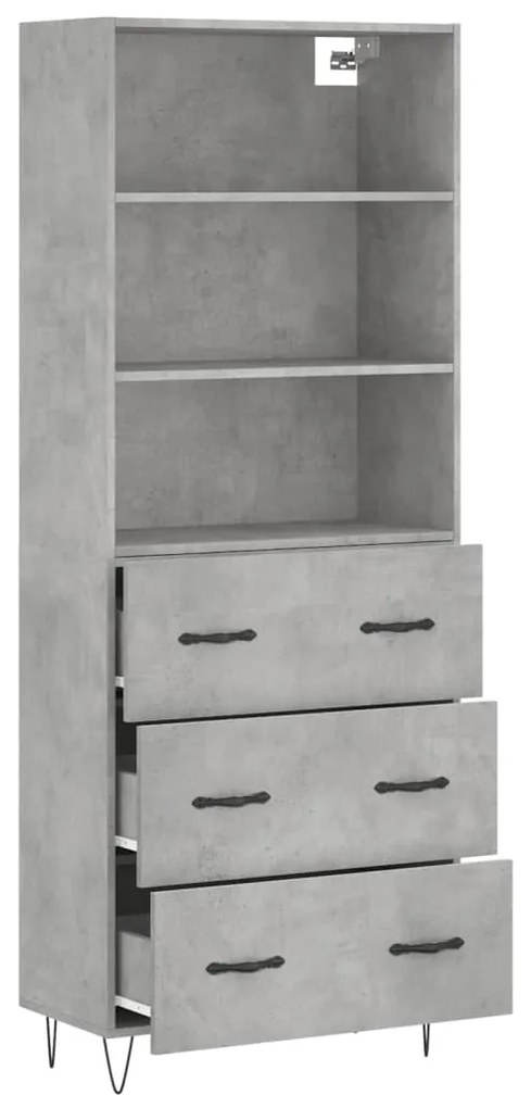 Credenza grigio cemento 69,5x34x180 cm in legno multistrato