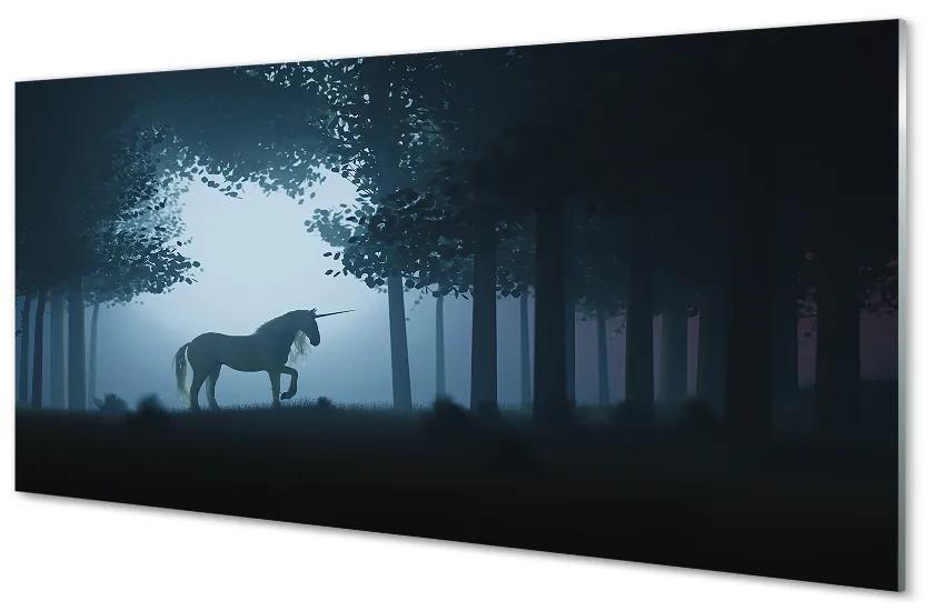Quadro vetro acrilico Forest Night Unicorn 100x50 cm