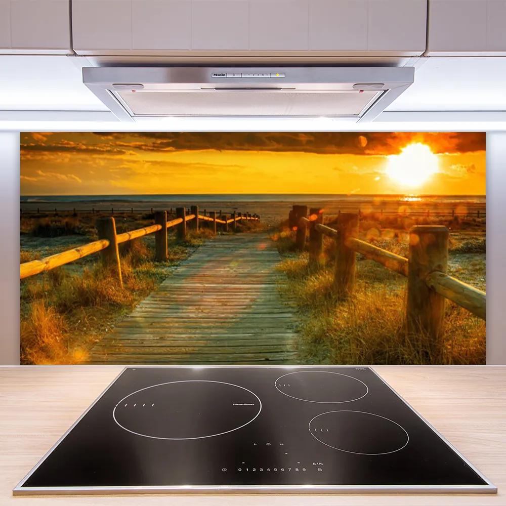 Pannello cucina paraschizzi Architettura al tramonto 100x50 cm