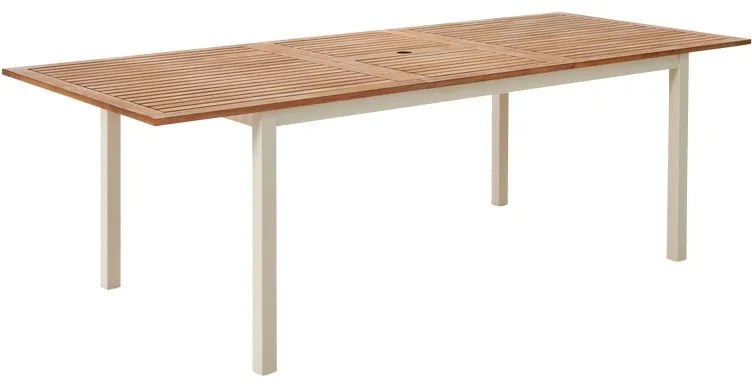 Tavolo da giardino allungabile Oris NATERIAL in alluminio beige con piano in eucalipto per 6 persone 180/240x97.1cm