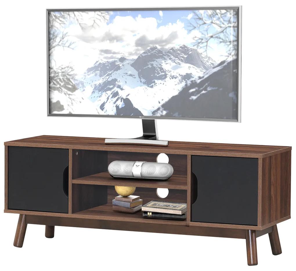 Costway Mobile rustico industriale per TV fino a 110cm, Tavolino di legno con ripiano aperto 2 armadietti Marrone scuro