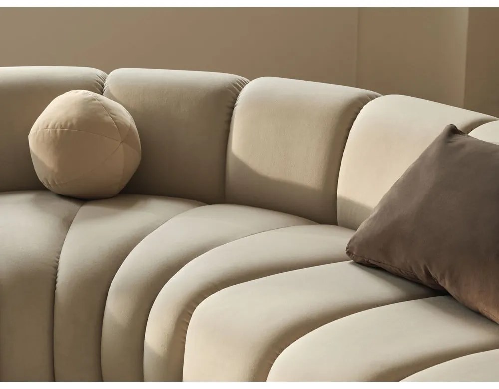 Divano angolare componibile grigio chiaro con rivestimento in velluto Lupine – Micadoni