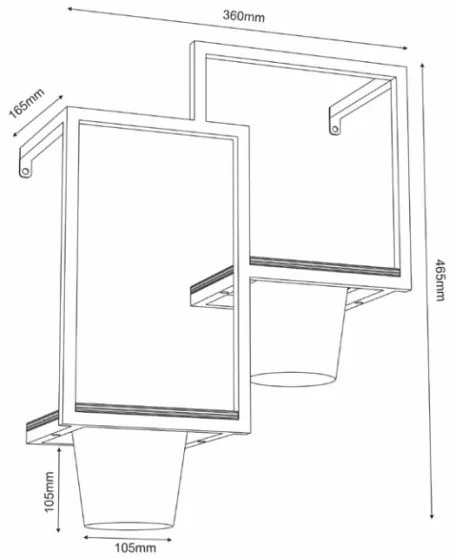 Vaso da fiori da parete 46x36 cm nero