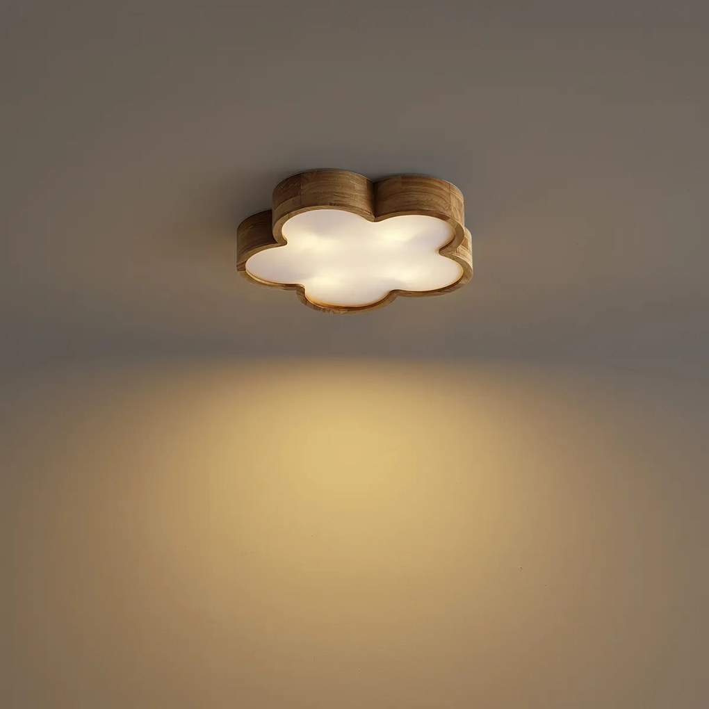 Plafoniera per bambini in legno con bianco - Lucille