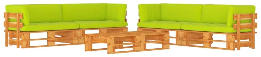 Set divani in pallet con cuscini 6 pz in pino impregnato miele