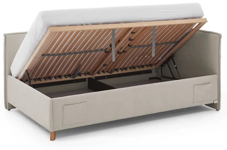Letto da bambini con sponde beige con contenitore con rete inclusa 120x200 cm Fun – Meise Möbel
