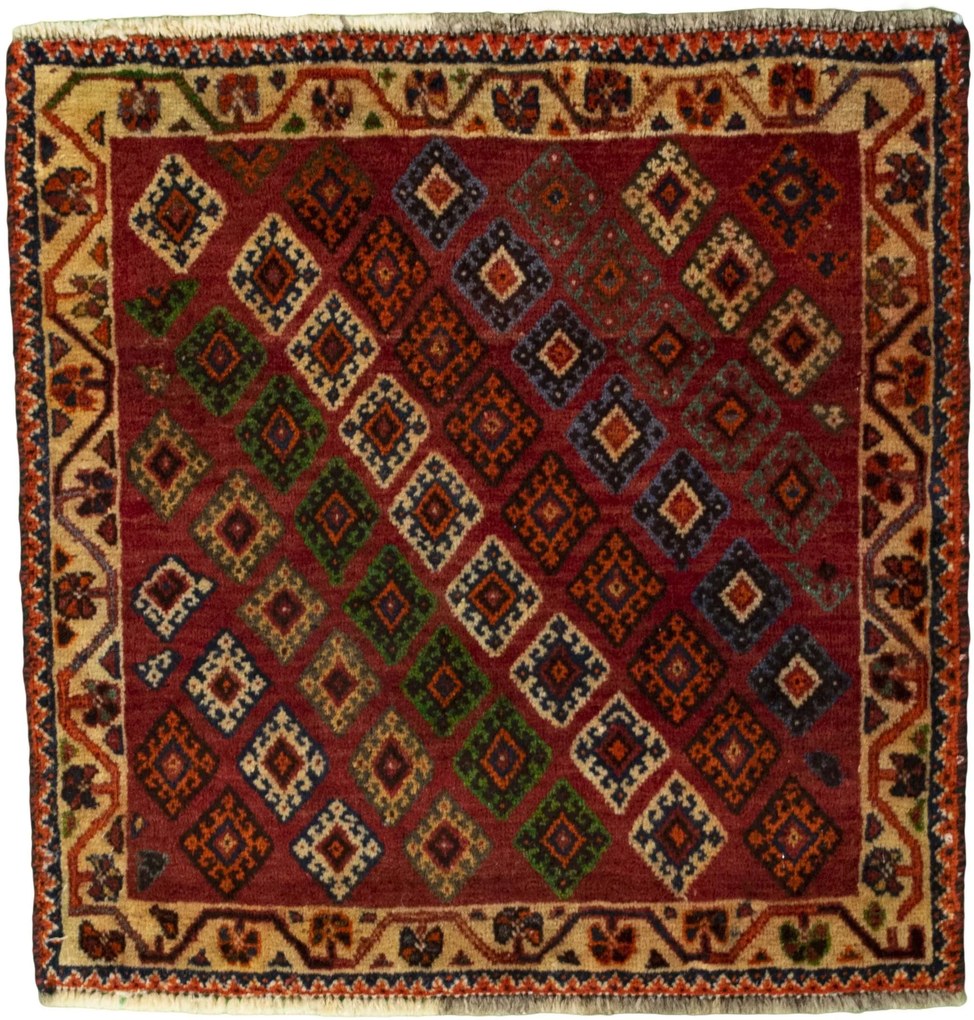 Shiraz Tappeto persiano 60x60 Rosso (Iran) Annodato A Mano