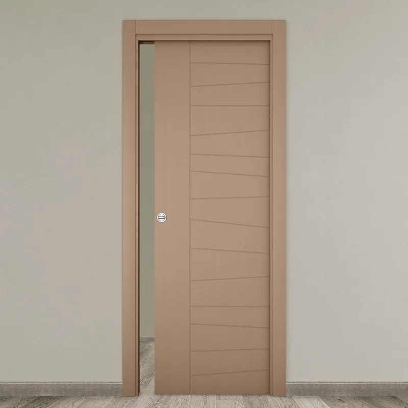 Porta scorrevole Madera tortora L 80 x H 210 cm reversibile