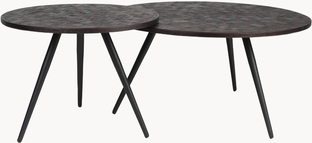 Set di 2 tavolini da salotto con piano in legno di teak Webster