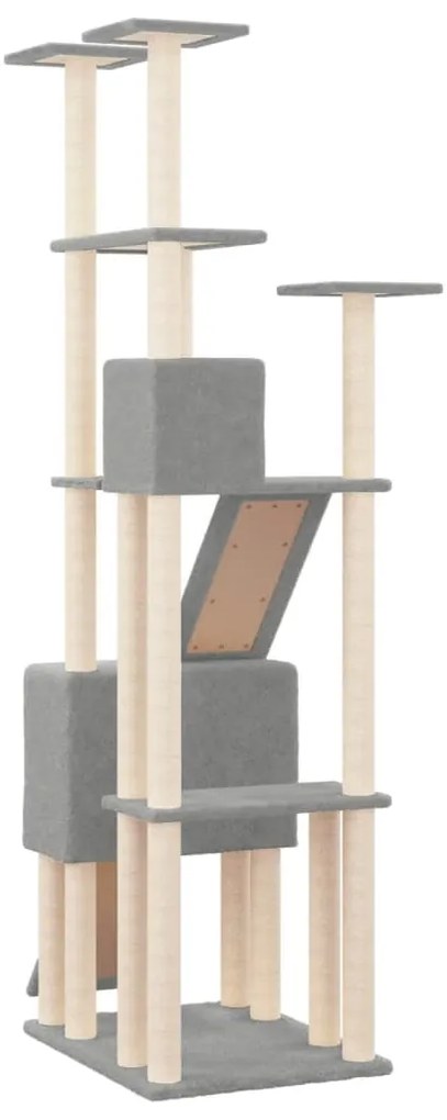Albero per gatti con tiragraffi in sisal grigio chiaro 190 cm
