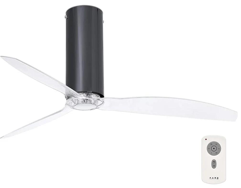 FARO 32035 - Ventilatore da soffitto TUBE FAN nero/limpido + telecomando