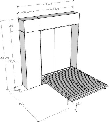 Letto matrimoniale a scomparsa 160 cm con mobili Bianco Frassino KENTARO