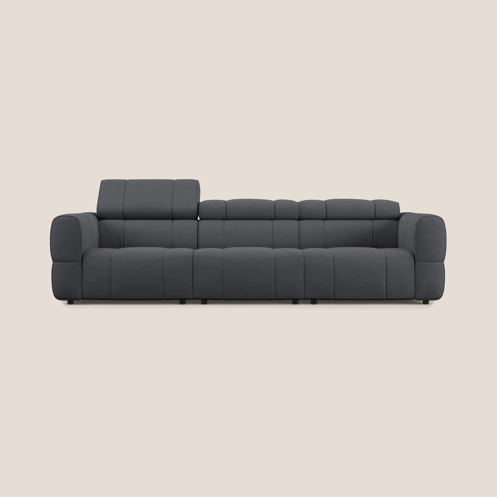 Giotto Divano modulare a 3 sedute con opzione relax elettrico in microfibra effetto velluto impermeabile T09
