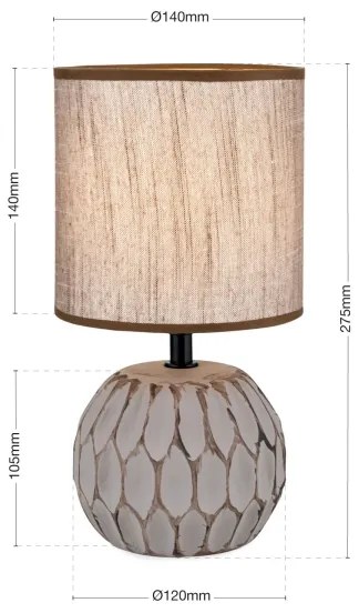 Orion LA 4-1224/1 - Lampada da tavolo PINIA 1xE14/25W/230V ceramiche beige/grigio