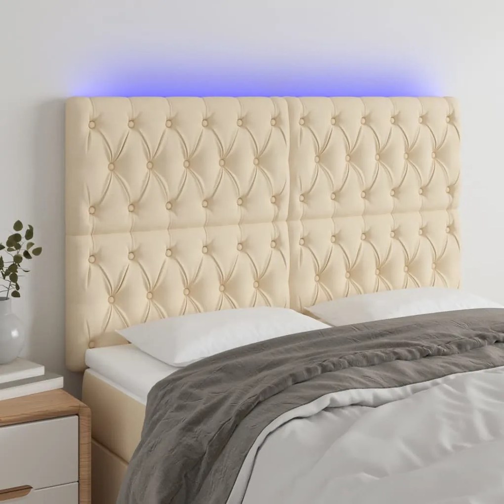 Testiera A Led Crema 160x7x118/128 Cm İn Tessuto /