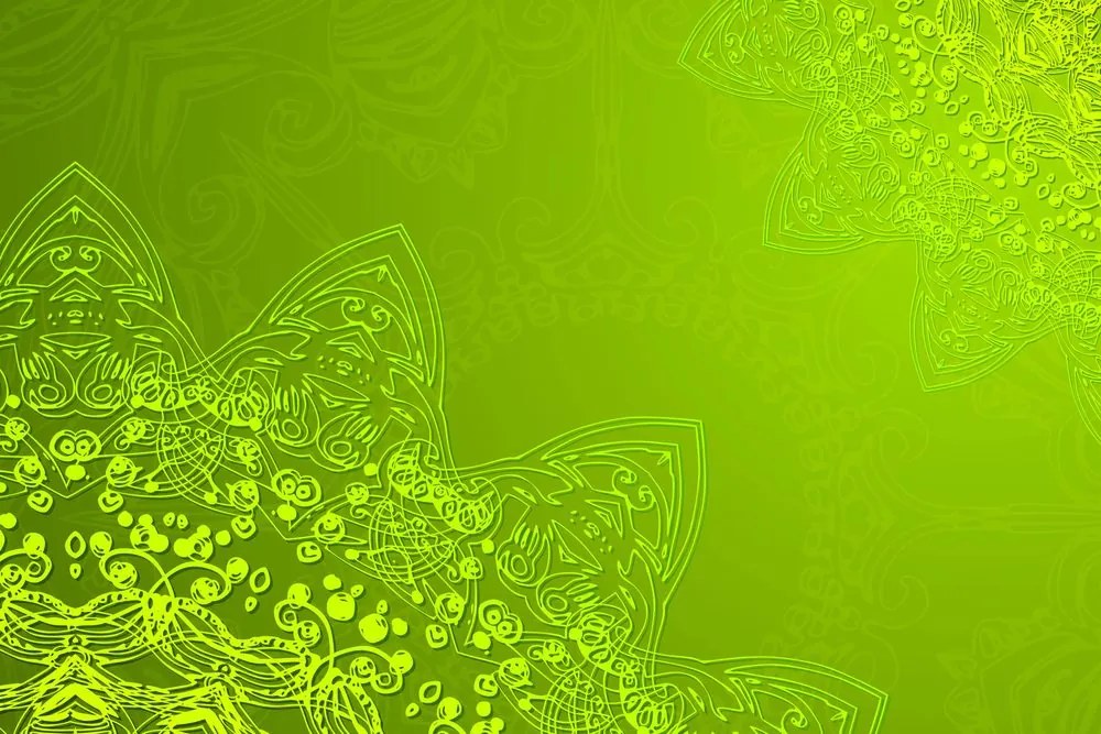 Stampa su tela – Elementi moderni di Mandala in sfumature di verde