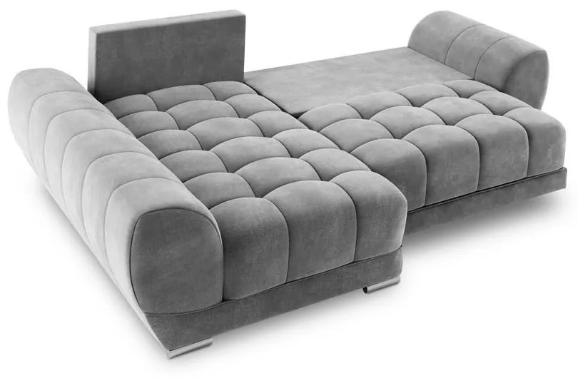 Divano letto angolare grigio con rivestimento in velluto, angolo sinistro Nuage - Windsor &amp; Co Sofas