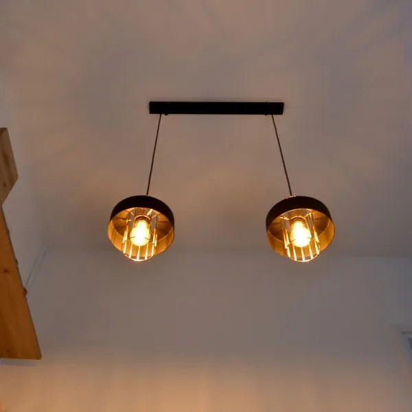 Lampadario LED a sospensione con filo VOLTA 2xE27/15W/230V nero/oro