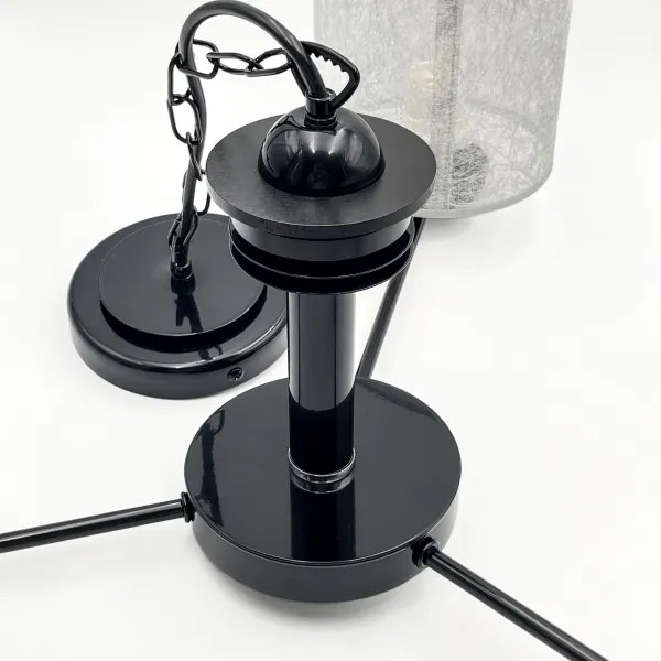 Lampadario a catena ROSA 3xE27/60W/230V nero/grigio