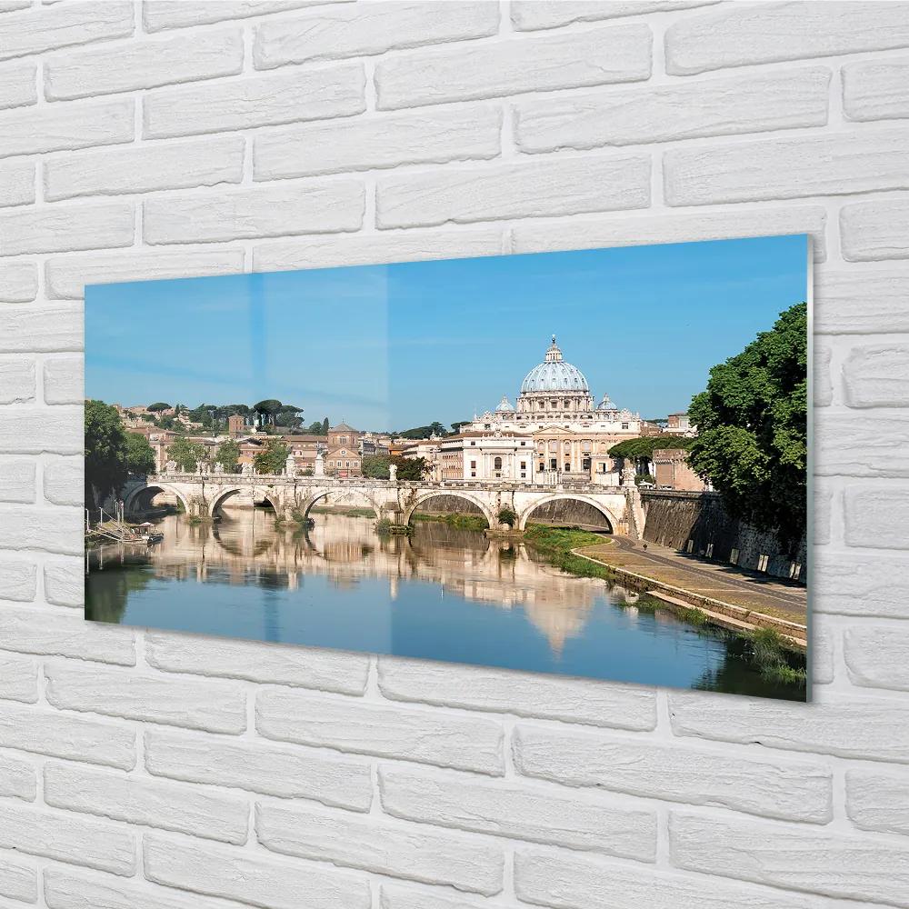 Quadro vetro acrilico Ponti del fiume Roma 100x50 cm