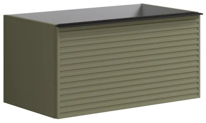 Mobile bagno con lavabo L 100 x H 40 cm verde foglia/grigio carbone 1 cassetto per vasca a sinistra Pixel