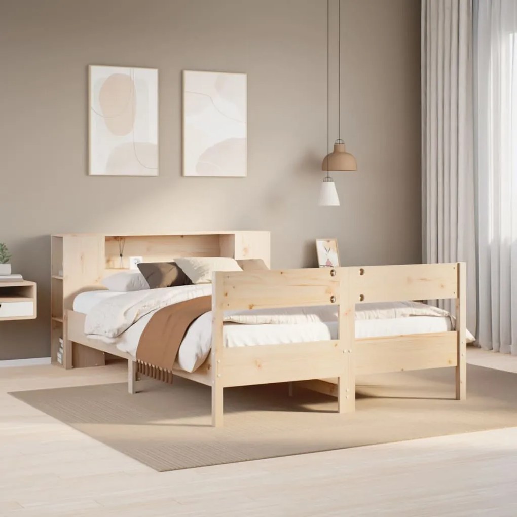 Letto libreria senza materasso 140x190 cm in legno di pino