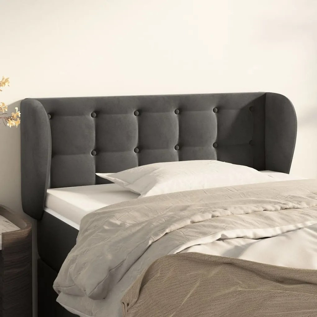 Testiera Ad Orecchio Grigio Scuro 83x23x78/88 Cm İn Velluto /