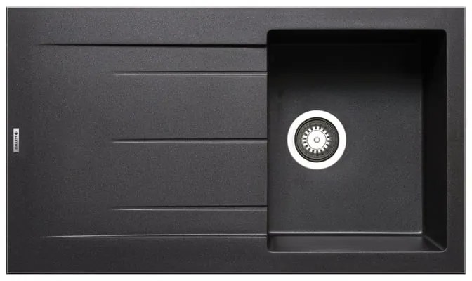 Lavello integrato 1 vasca in granito nero DELINIA Alazia L 50 x L 86 cm