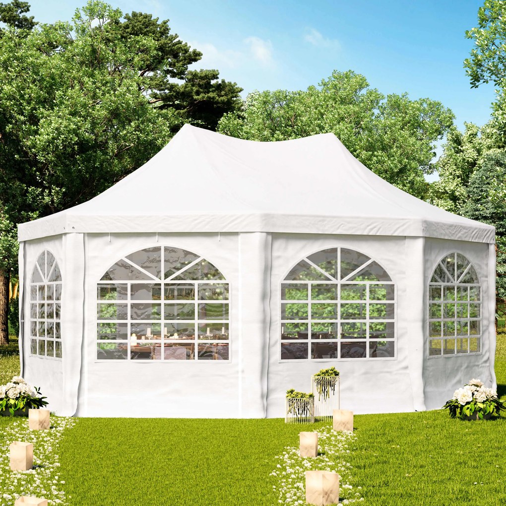 TOOLPORT Gazebo pagoda 4x5,5 m, telo in PVC, bianco - (1066)