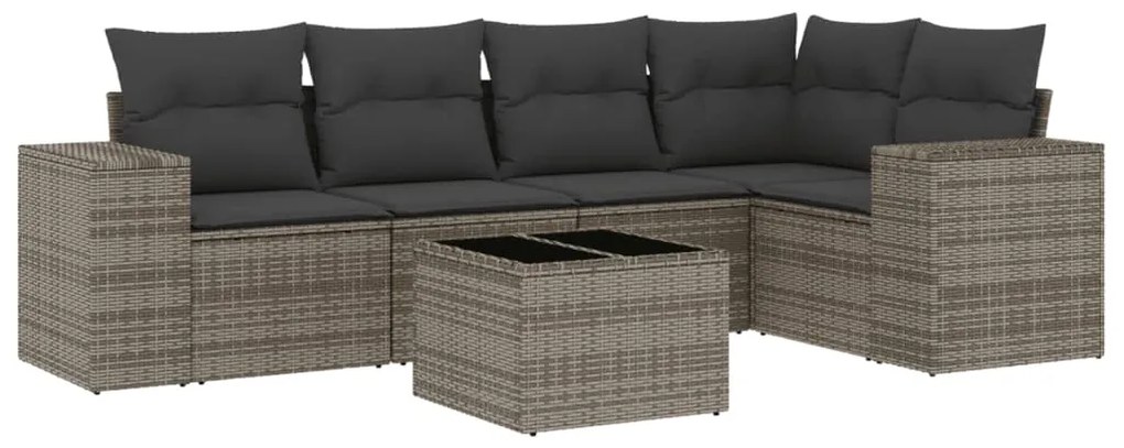 Set divano da giardino 6 pz con cuscini grigio in polyrattan