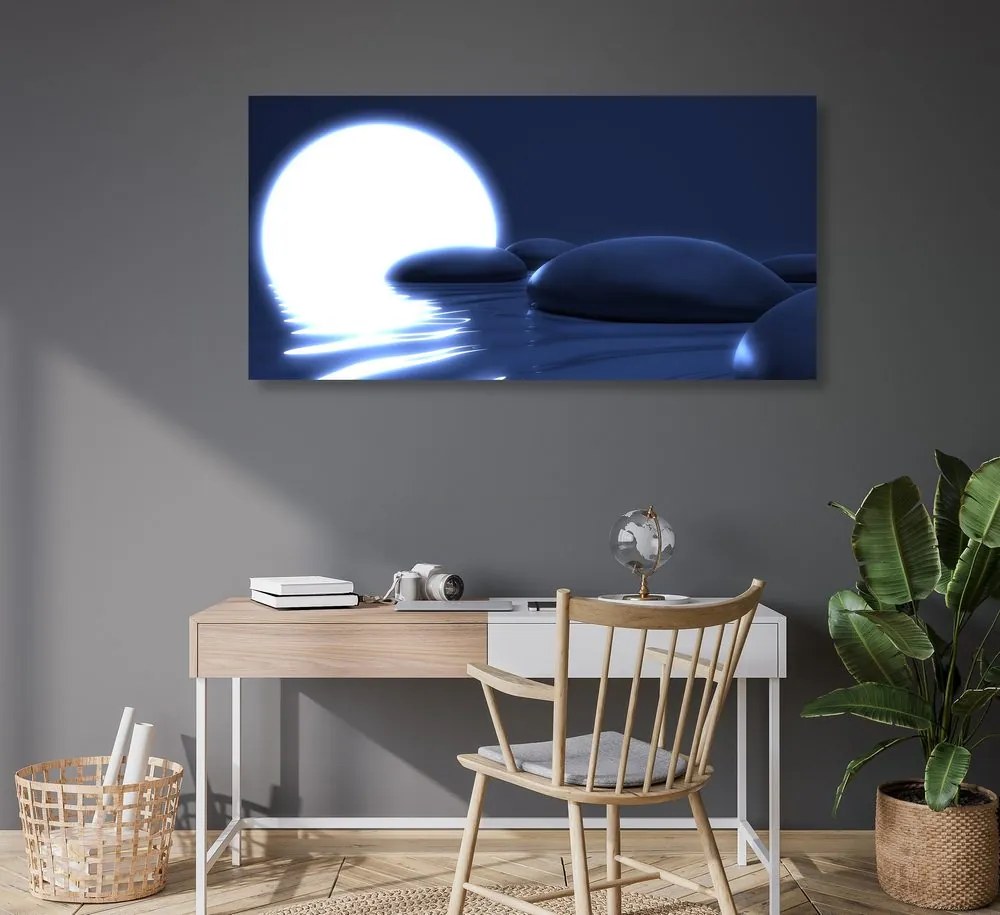Stampa su tela – Pietre Zen e luna piena