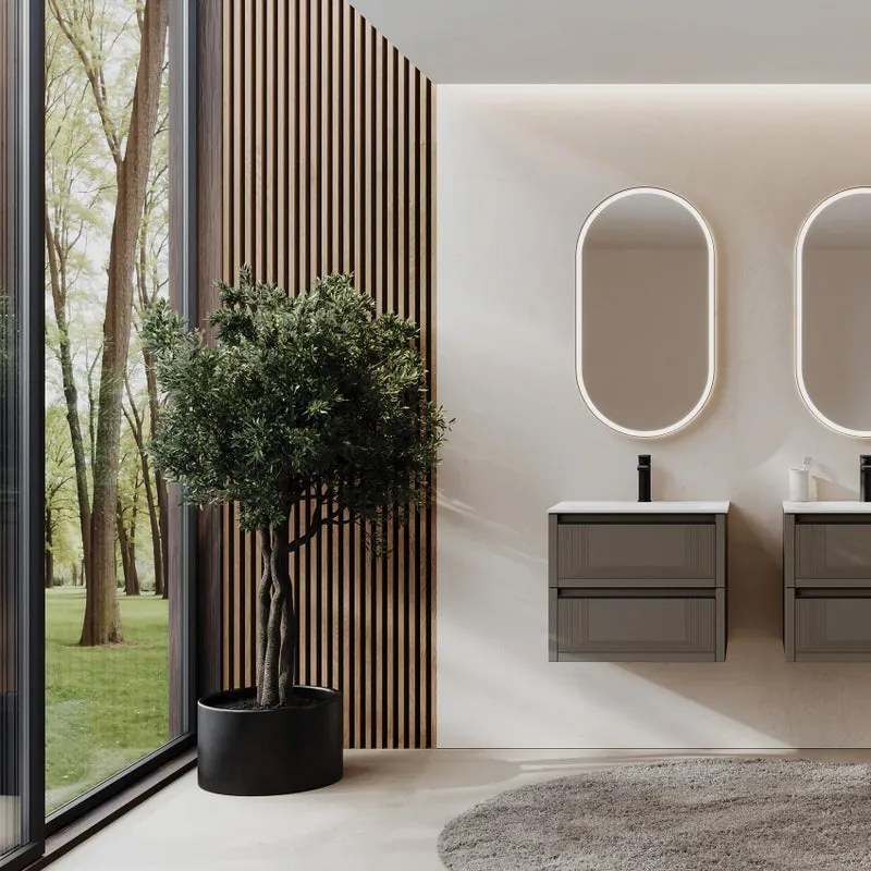 Lavabo a incasso rettangolare L 60.5 x H 15 x P 46 cm in resina bianco opaco