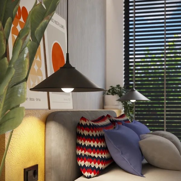 Sollux SL.1326 - Lampadario a sospensione con filo ZUMA 1xE27/15W/230V diametro 30 cm nero