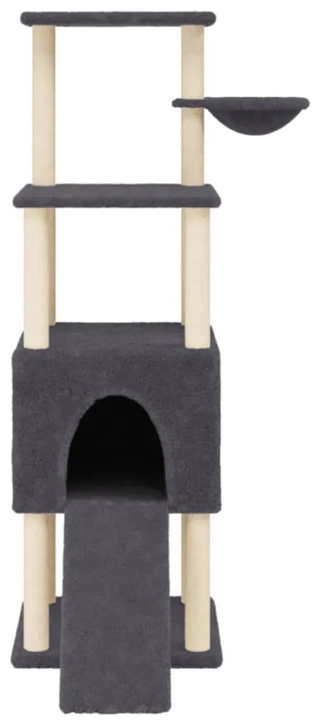 Albero per gatti con tiragraffi in sisal grigio scuro 153 cm